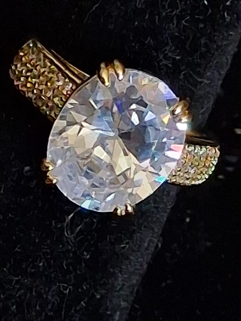 Silvertone Clear Crystal Statement Ring - Women Jewelry Adjustable